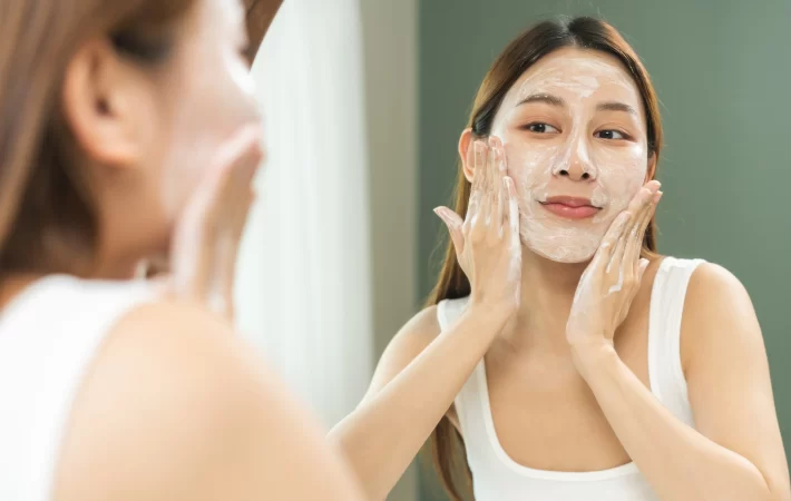 Face skincare routine while debunking common skincare myths