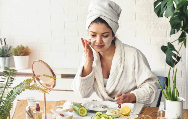 DIY vs professional skincare comparison showing homemade mask and ShaheenCosmetics serum bottle